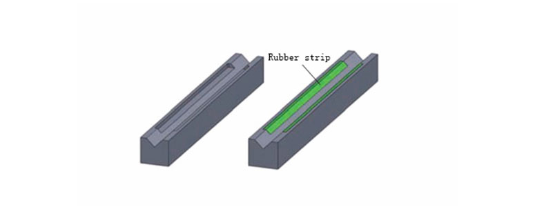 Replaceable rubber strip V-shaped die