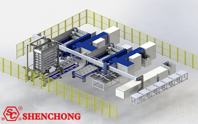 Laser cutting sheet metal production line