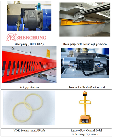Shenchong guillotine shearing machine configuration