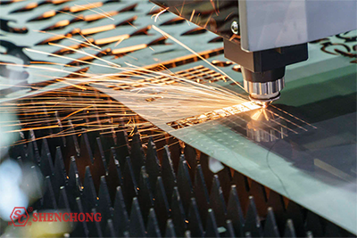 Laser cutting machine working