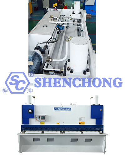 Guillotine plate shearing machine hydraulic pipe line