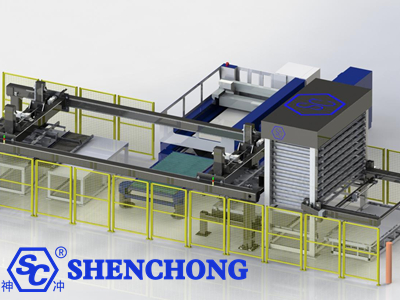 sheet metal storage system with auto loading and unloading system