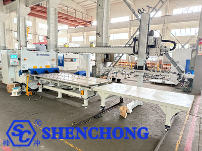 Front-feed shearing machine truss loading